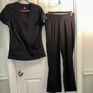 Koi Scrubs Black/dark charcoal gray. Top-medium. Pants-small